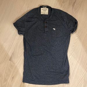 Abercrombie & Fitch Button Henley Heather Tee Mens Small Blue